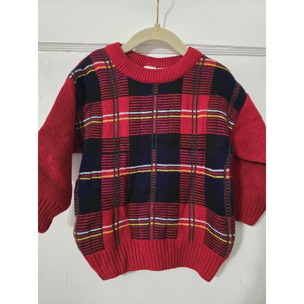 Vintage Parisian Boys‎ Plaid Sweater Size 2t Classic Christmas